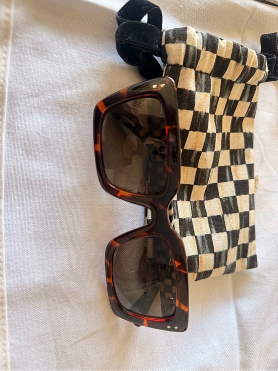 MacKenzie-Childs Accessories - MacKenzie-Child’s Tortoiseshell Square Sunglasses - Brown Amber Lenses